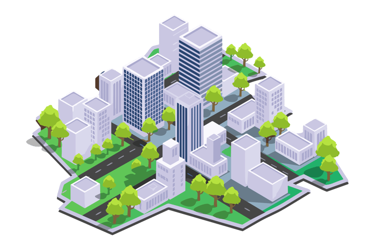 a cityscape of a city with a lot of buildings