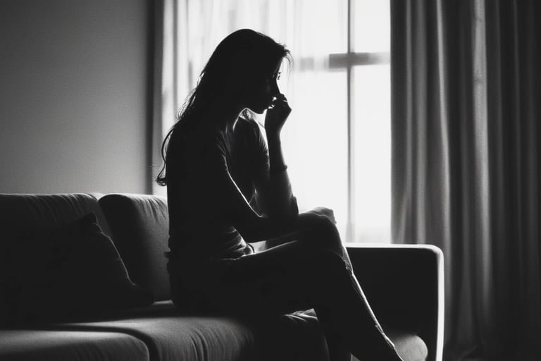 A woman talkin on the phone in the dark