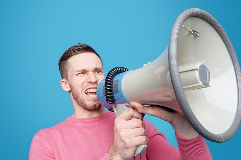 Man in megaphone