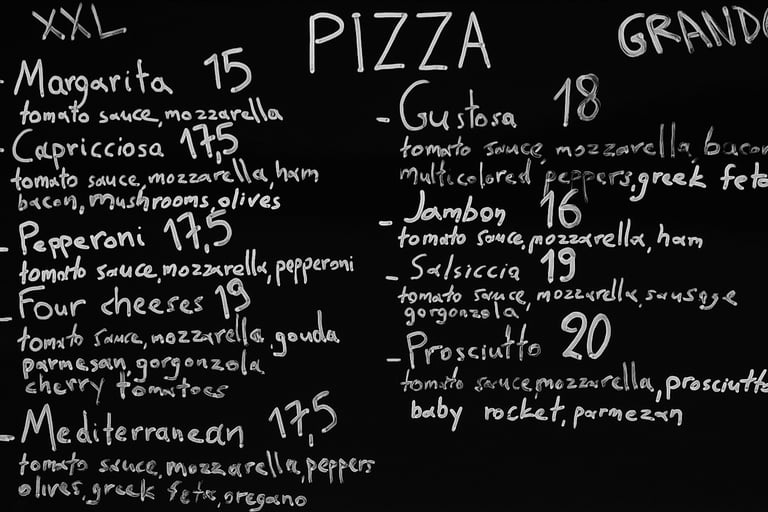 Pizza Menu