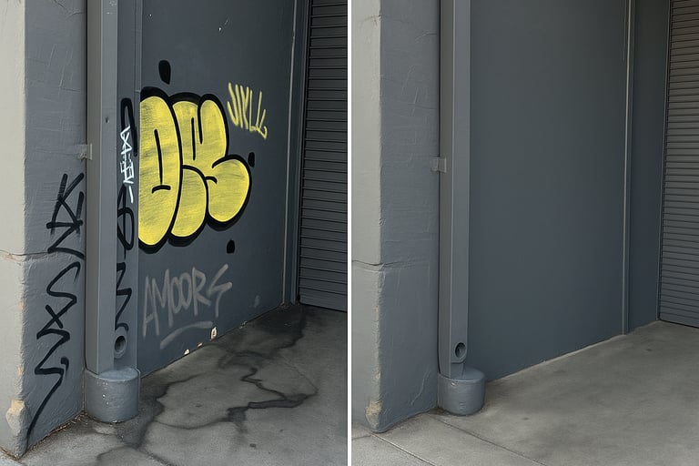 Graffiti removal with hot water pressure washing in Renton, WA