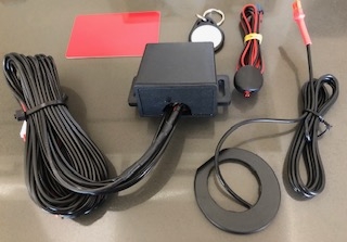 Laserline 921T-Pin transponder immobiliser kit with wiring harness, receiver, and LED indicator.