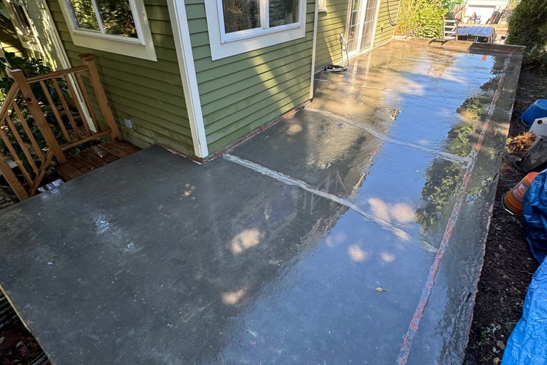 Wet Blasted the 1930's concrete. Now ready for resealing.
