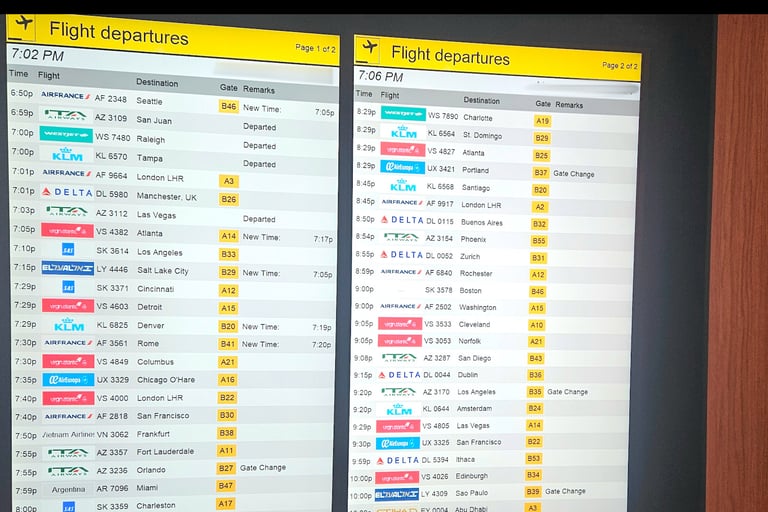 Departure Boards at Chase Sapphire Lounge JFK Terminla 4