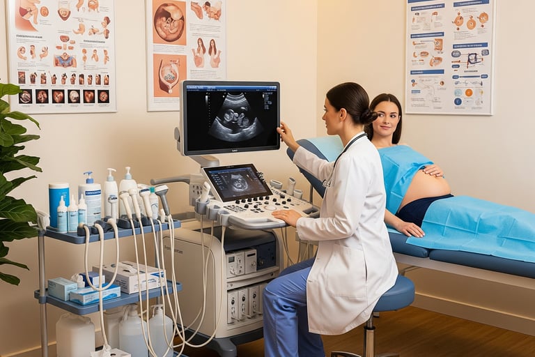 Lady gynecologist performing sonography scan at Dr. Agrawal’s Women Health Clinic in Santacruz East