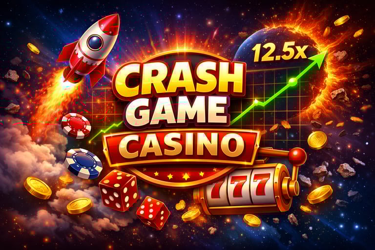 Crash game casino con moltiplicatore crescente, razzo e grafico di vincita nei giochi Chicken Road