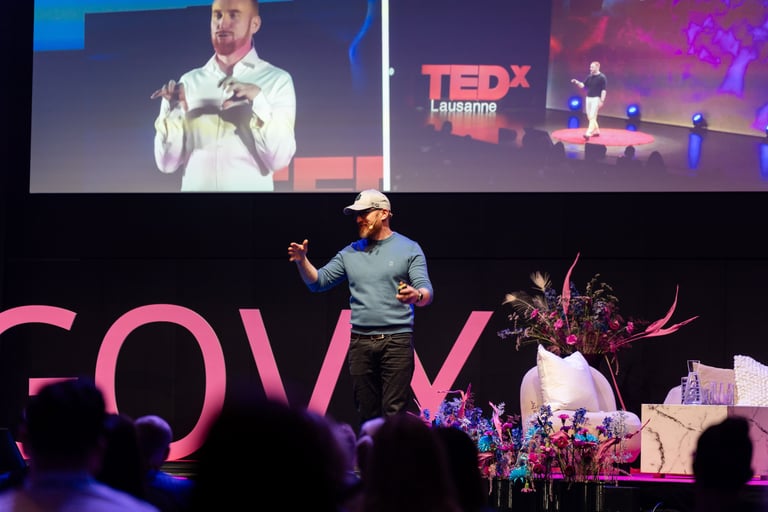 TED event speaker David JP Phillips speaking at a Novo Nordisk event in helsingborg