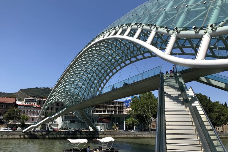 the Bridge of Peace spanning the Mtkvari River in Tbilisi, Georgia