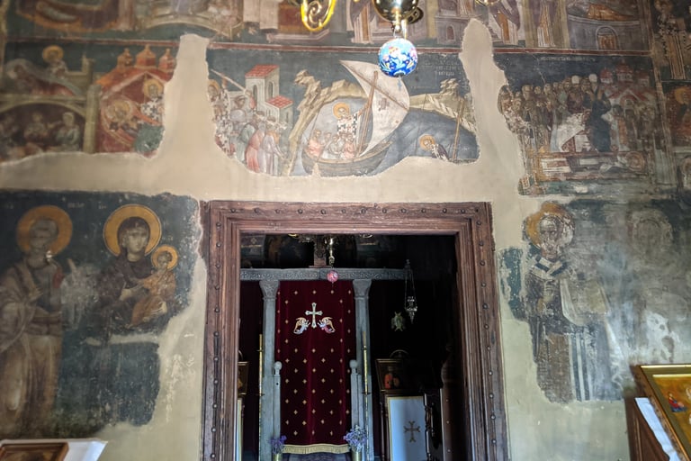 14th century frescoes inside the Holy Church  of Saint Nicholas in Thessaloniki, , Greece
