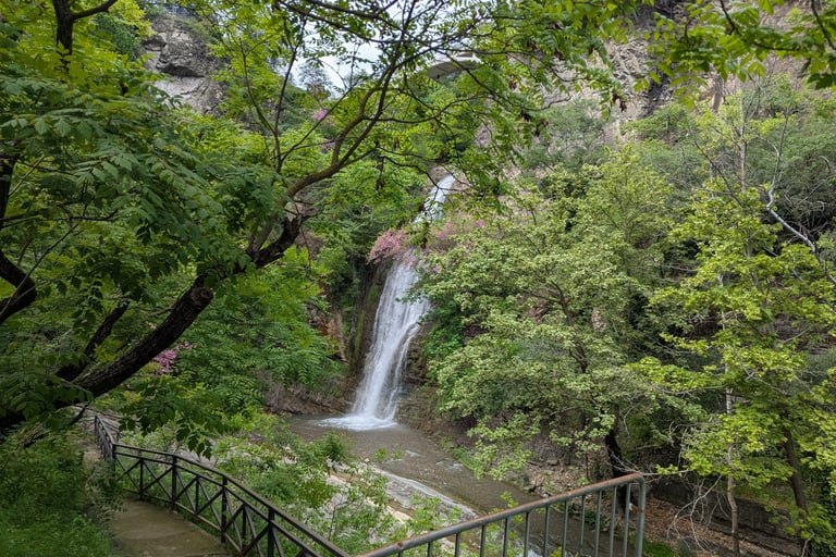 waterfall and garden in the National Botanical Garden in Tbilisi georgia
