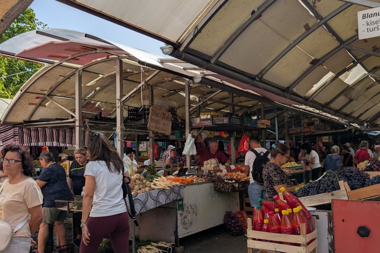 lively outdoor market in Novi Sad Serbia