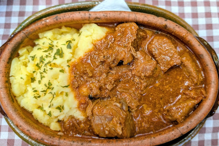 a delicious  meal of Golach and mashed potatoes in Belgrade Serbia 