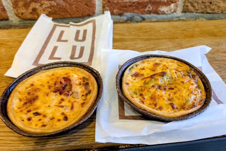 two delicious quiches from LULU Bakery in Belgrade Serbia 