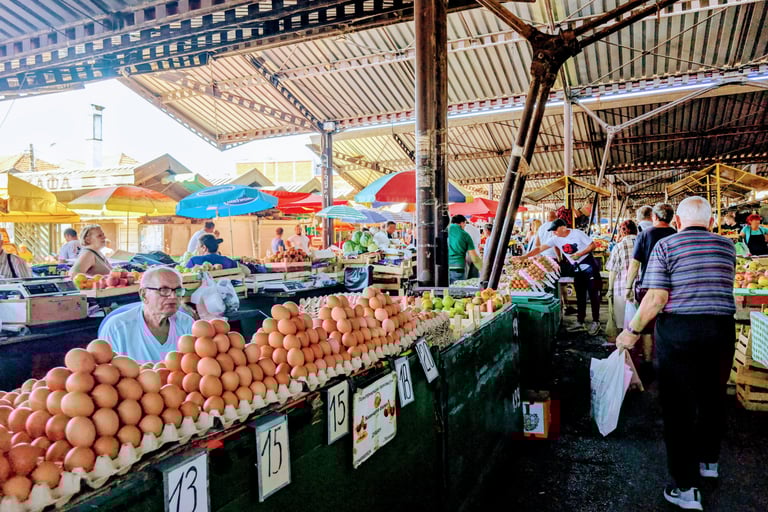 an egg vender at the Green Market in Nis Serbia