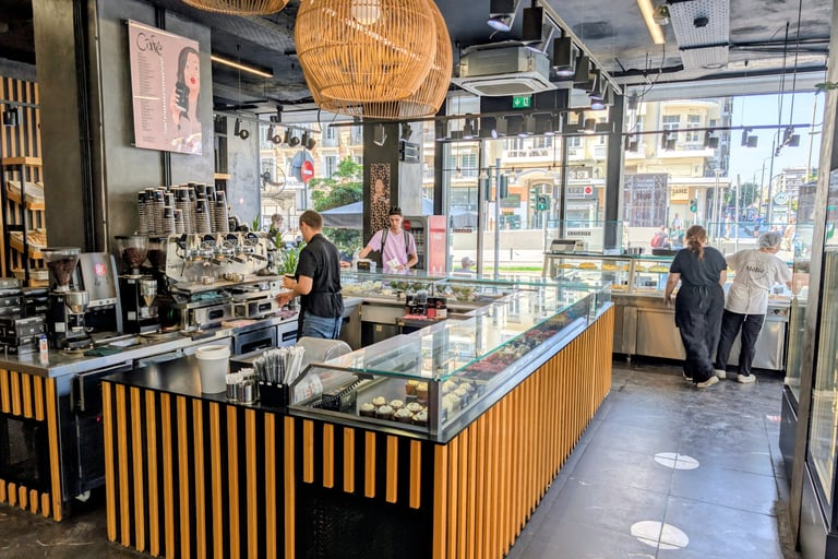 Melie bakery counter in Thessaloniki Greece 