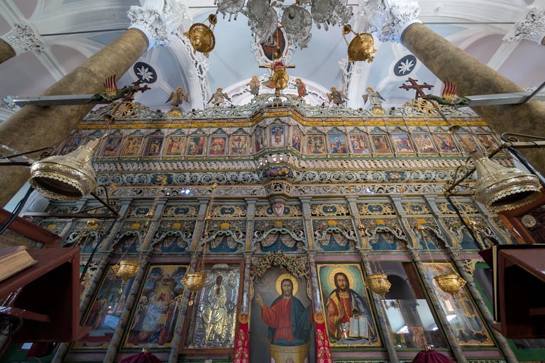 Inside of the Holy church of the Virgin Mary  Glykophilousa in Petra Greecelh 