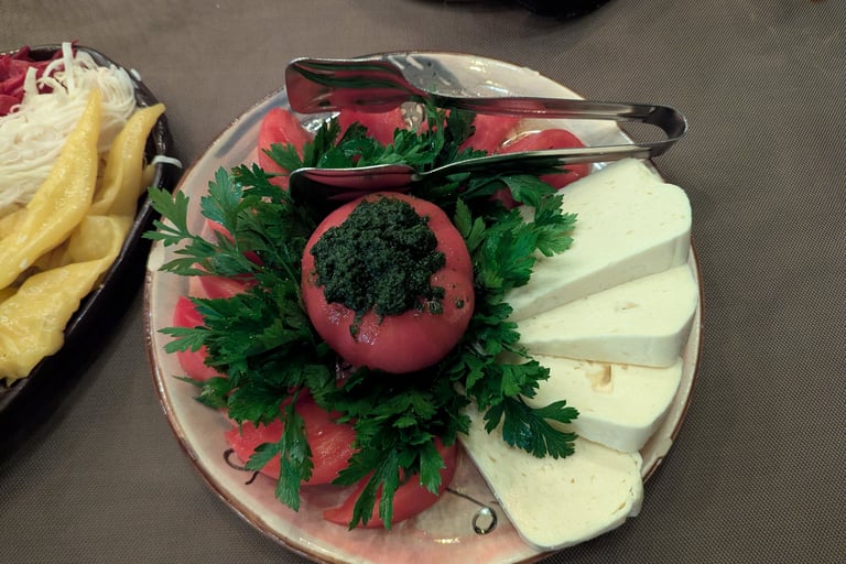 tomato and cheese salad from Cafe Daphne in Tbilisi Georgia 