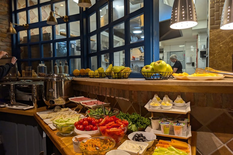 Breakfast buffet at the Grand Opera Hotel in Kutaisi Georgia