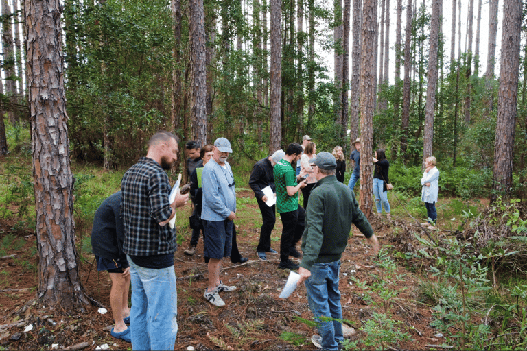 Residents inspect a Council contamination test pit location