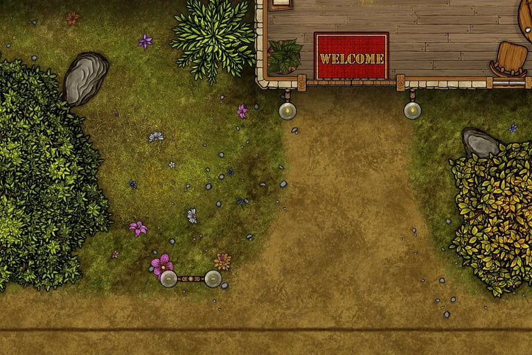 a small town with a wooden fence and a wooden fence