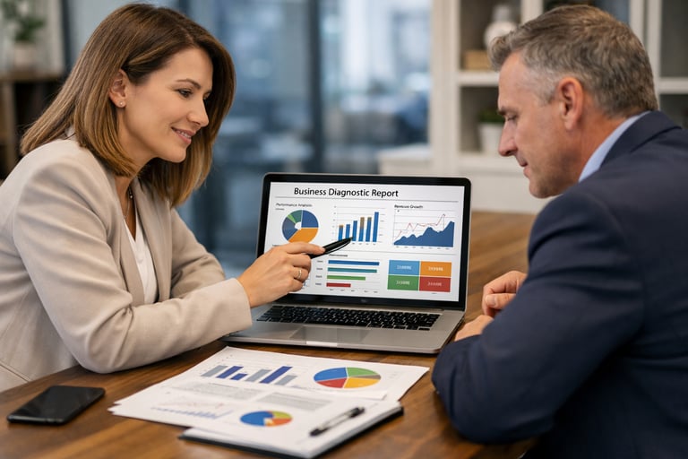 Diagnóstico empresarial para identificar gargalos, riscos e oportunidades