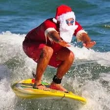Santa waterskiing