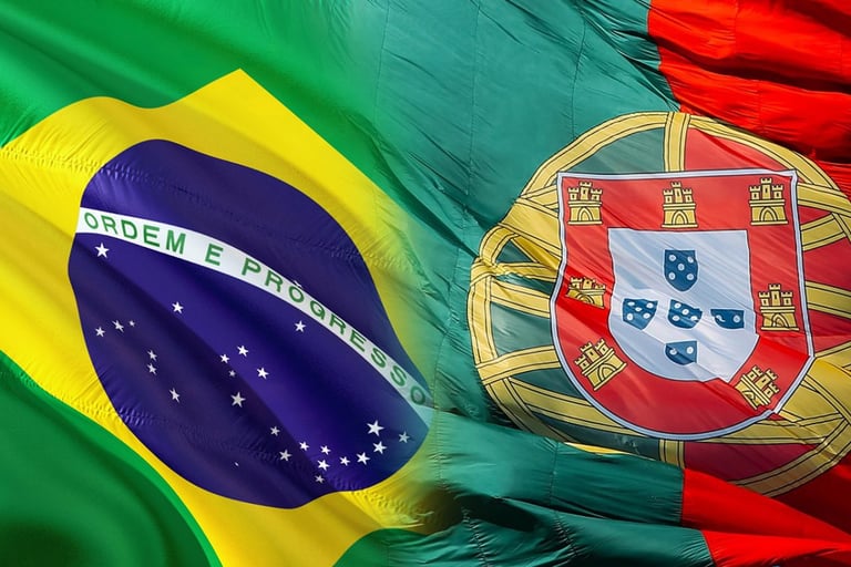 bandeira do Brasil e bandeira de portugal