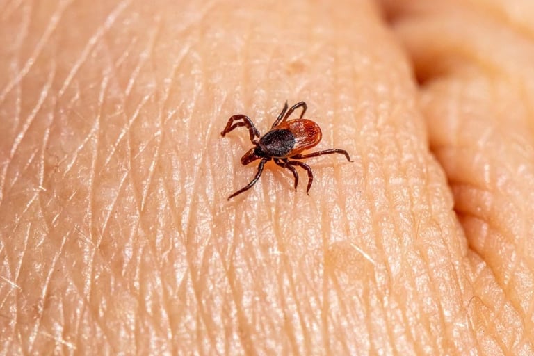 a tick crawling on someone