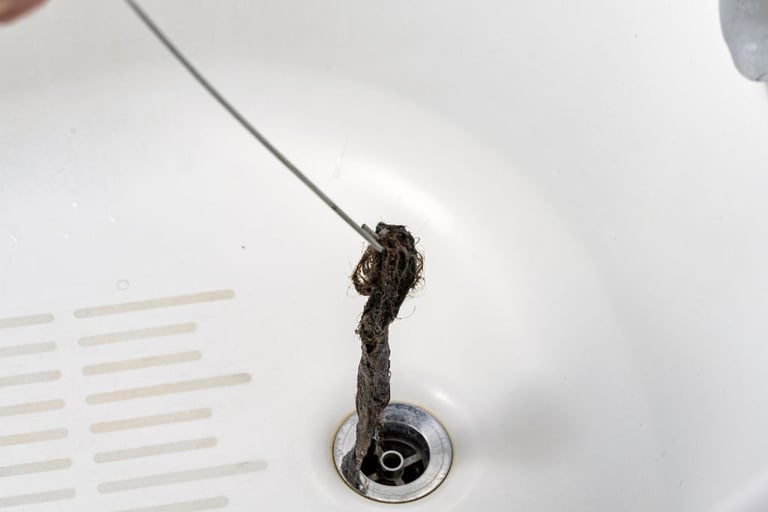 debris collected from a drain hole