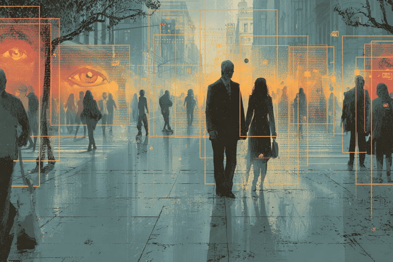 a man in a suit and tie is standing in front of a cityscape