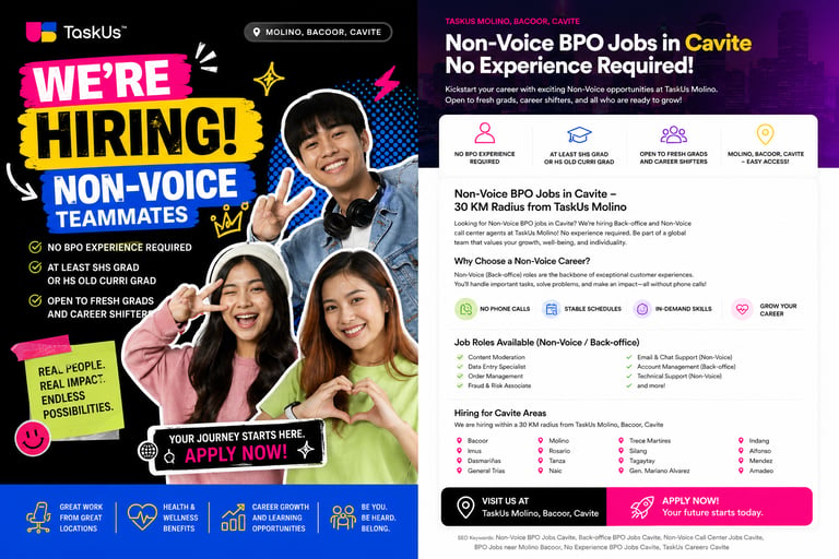non voice jobs non voice hiring work from home non voice work from home taskus cavite jobs hiring
