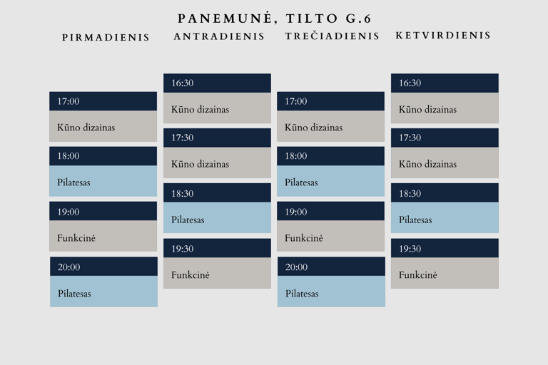 Grupinės treniruotės Panemunėje, Tilto g.6