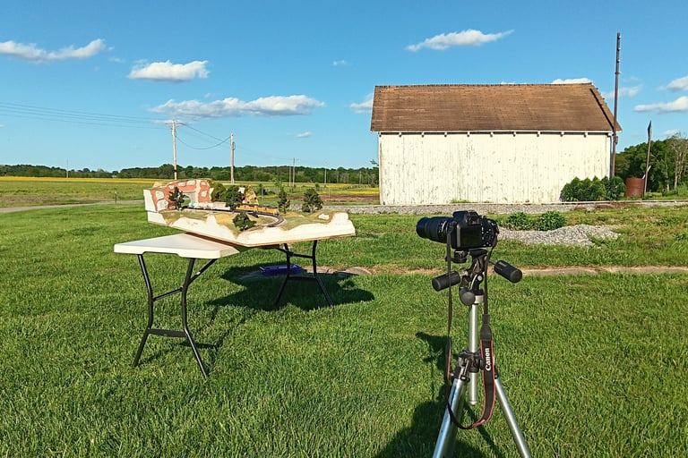 Photographing on an outdoor model railroad