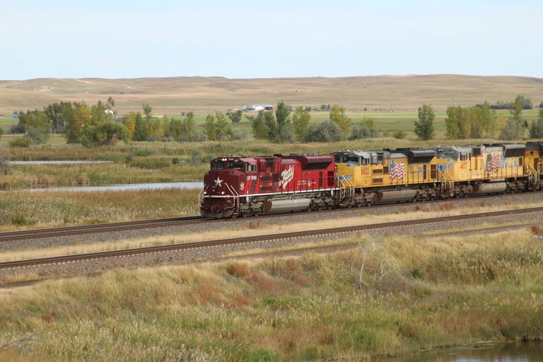 UP 1988 KATY heritage engine leading freight