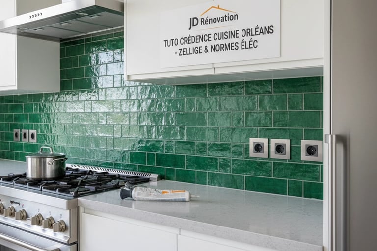 idée de crédence en zellige vert pour cuisine moderne à orléans