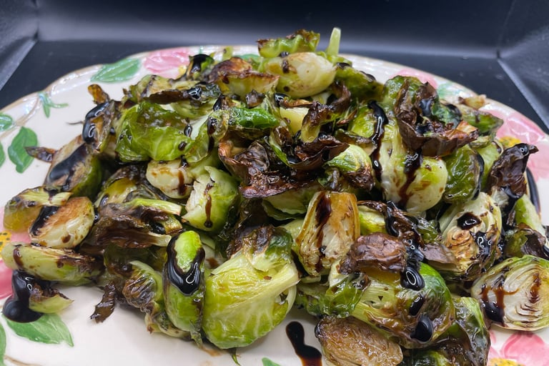 Crispy Brussel Sprouts with Balsamic Drizzle