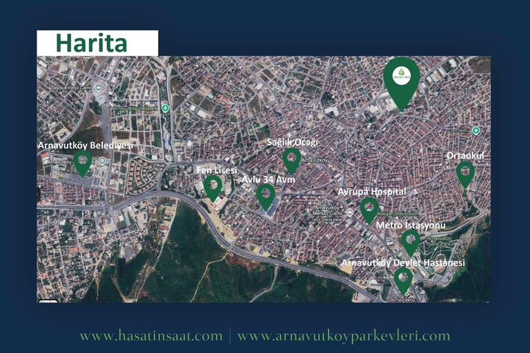 Arnavutköy Park Evleri haritası - Merkeze yakın satılık daire