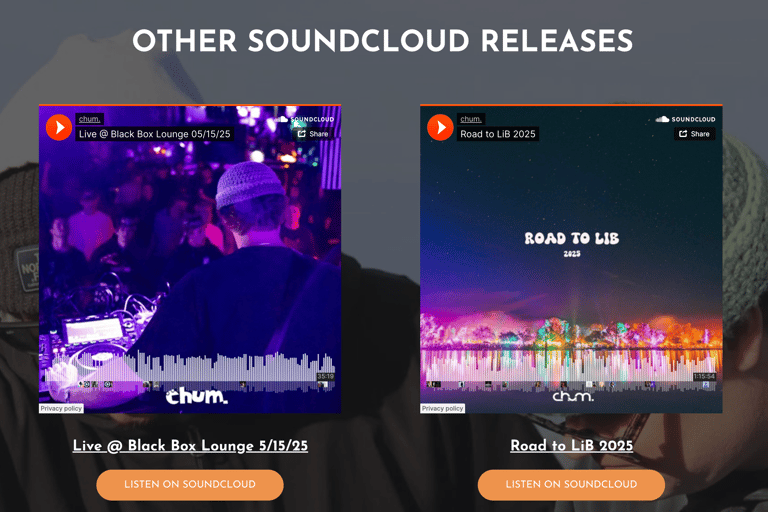Screenshot image of a page from chumsound.com