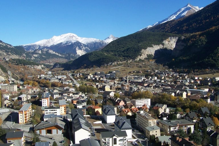 Photo of town Modane in south eastern France, on border with Italy. Wolinski crossed the border here