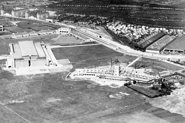 RAF Liverpool Speke airfield, shown from above. 315 Polish Fighter Squadron was here March 1941.