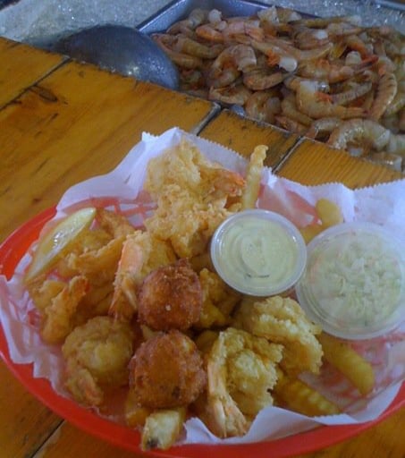 a plate of fried seafood