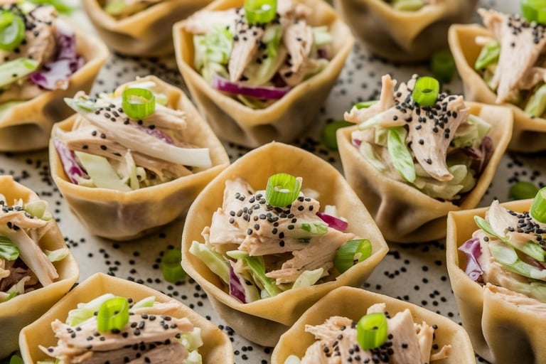 Asian Chicken Salad Wonton Cups