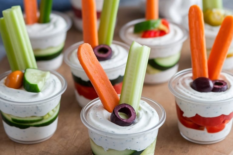 a tray of food with carrots and dips