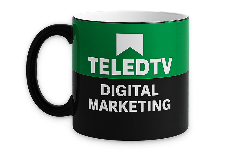 TELEDTV DIGITAL MARKETING Tasse in grün, weiss, schwarz,