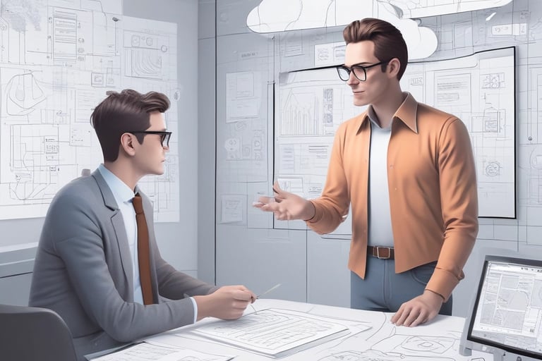 a man in a suit and tie is talking to a man in a suit