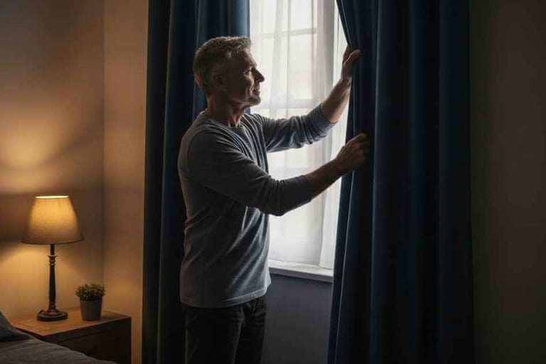 homem-60-anos-fechando-cortinas-quarto-luz-baixa-ambiente-aconchegante-rotina-noturna.webp