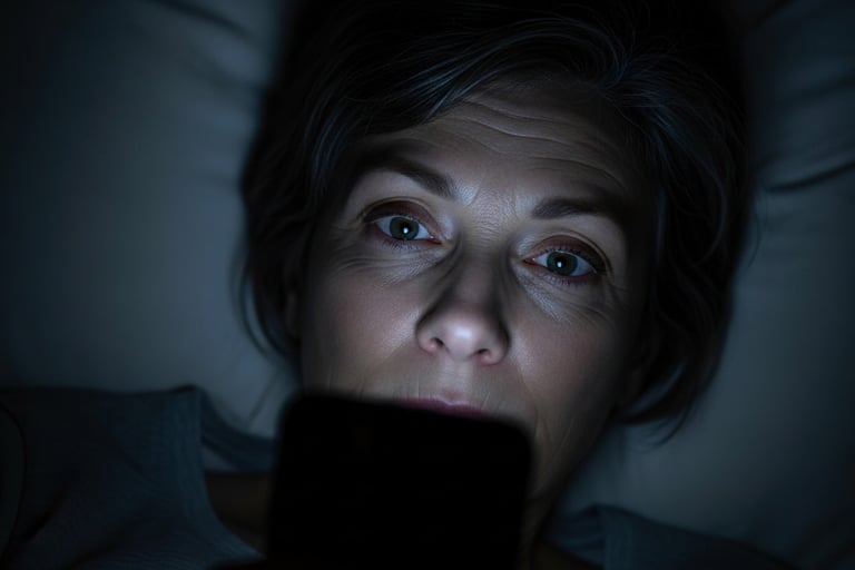 mulher-50-anos-na-cama-celular-brilho-rosto-ambiente-escuro-cansaco-sono.webp