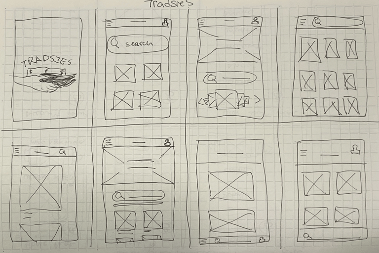 wireframe of tradesies project