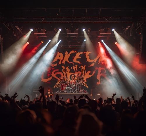 a concert with a band playing a concert