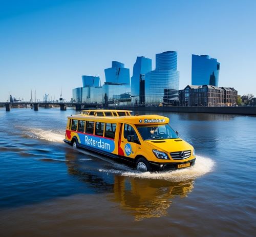 a bus with a bus on the water in rotterdam